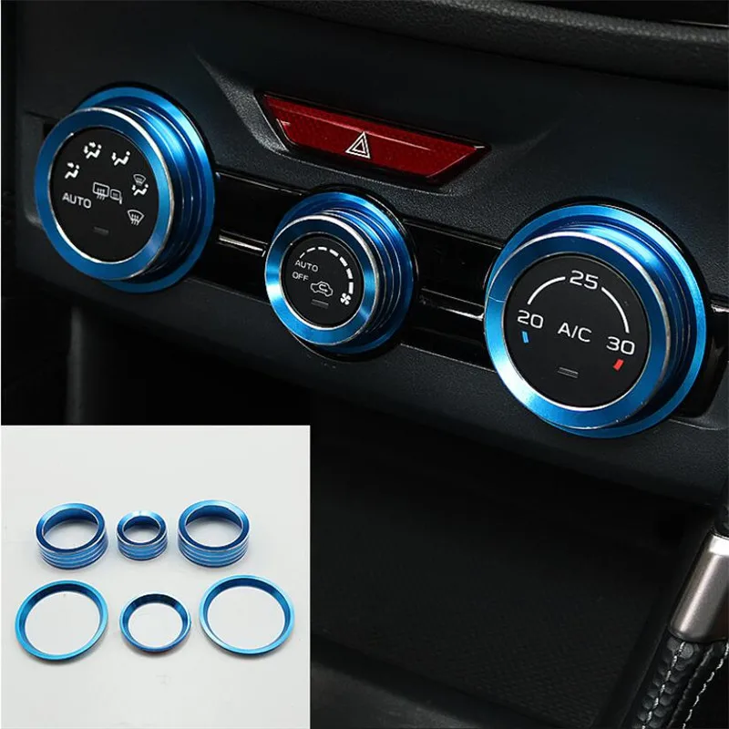 3Pcs/Set Car styling Air Conditioning Vol adjustment Knob Ring For Subaru XV Forester SK Outback Legacy Impreza auto accessories