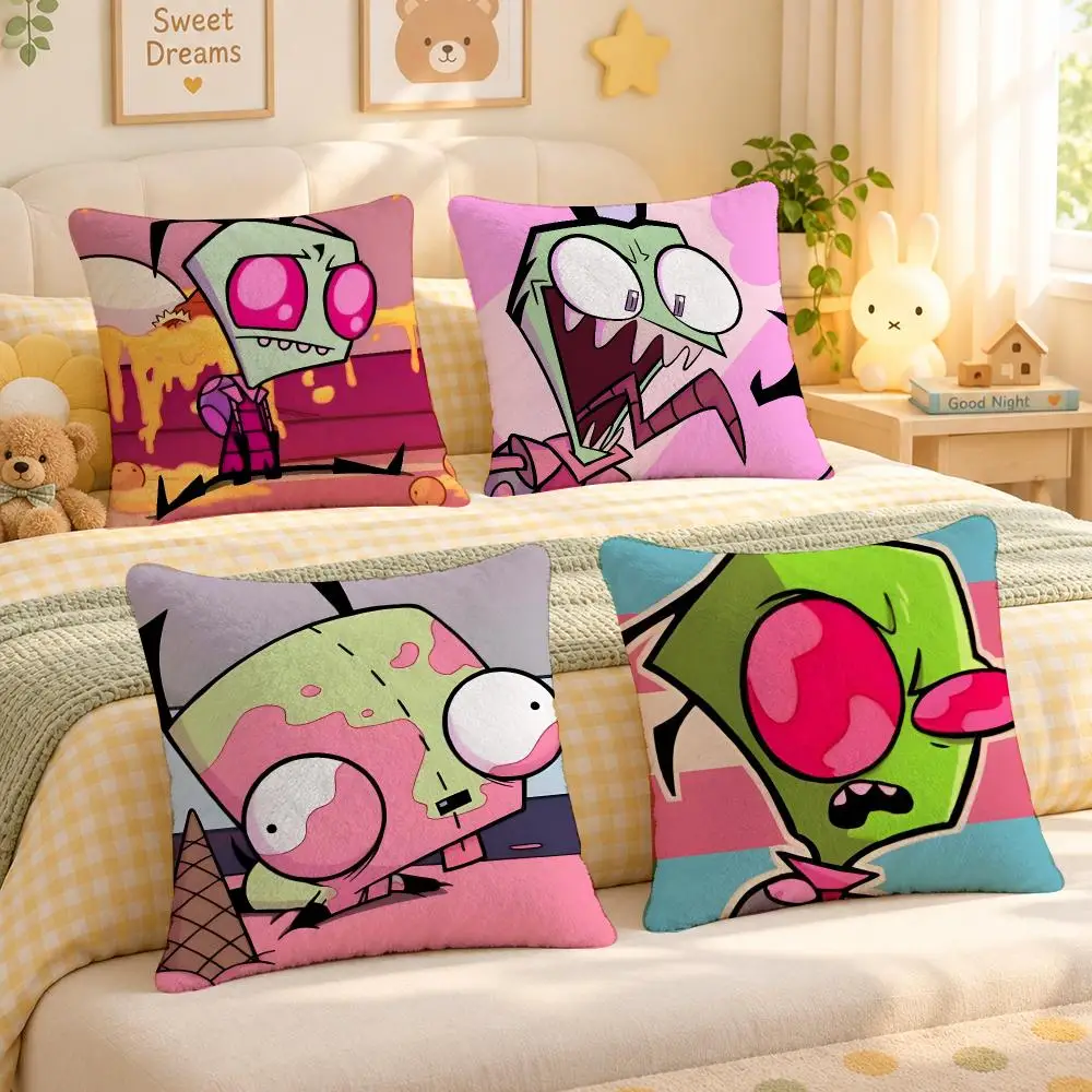 Cartoon Invader Zim Alien Cushion Cover Personalized Soft Plush Pillow Living Room Home Sofa Bedroom Office Car Cushion