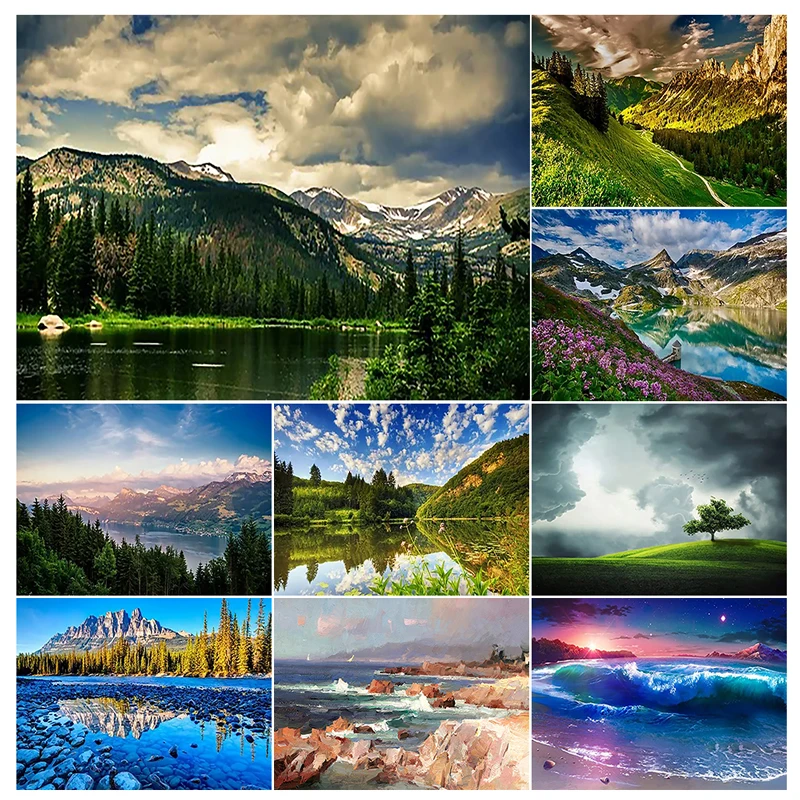 5D DIY Diamond Painting Landscape Diamond Embroidery Full Rhinestone Mosaic Botanical Cross Stitch Kit Art Home Decor Gift