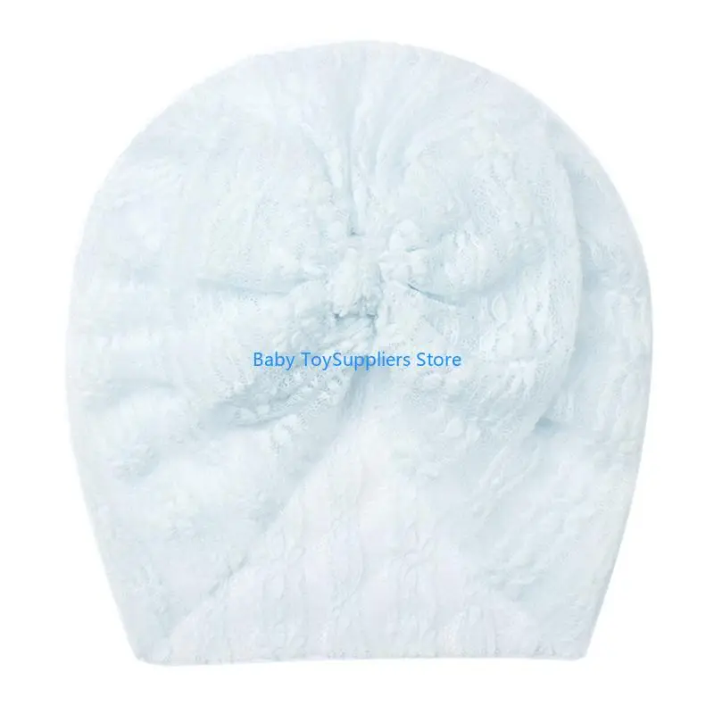 

R1WF Newborns Baby Turban Hat Elastic Headwrap Fashionable Hospital Caps Bowknot Decors Bonnet for Daily Wear
