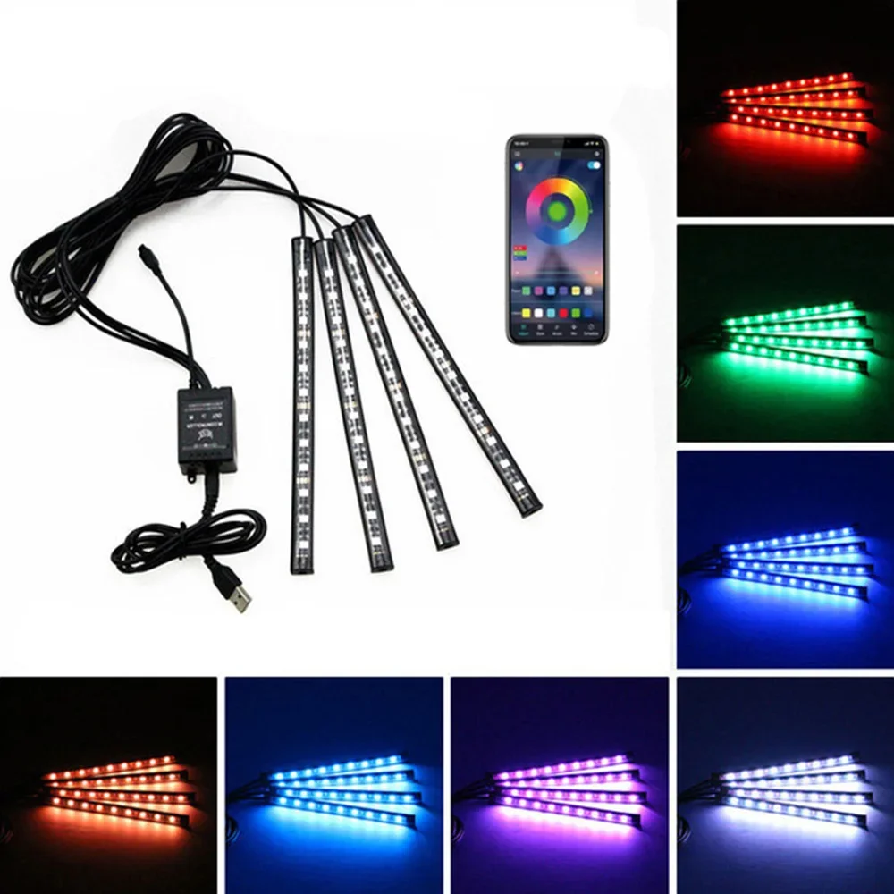 

Neon LED Car Interior Ambient Foot Strip Light Kit Accessories Backlight App Music Control Auto RGB Decorative Lamps