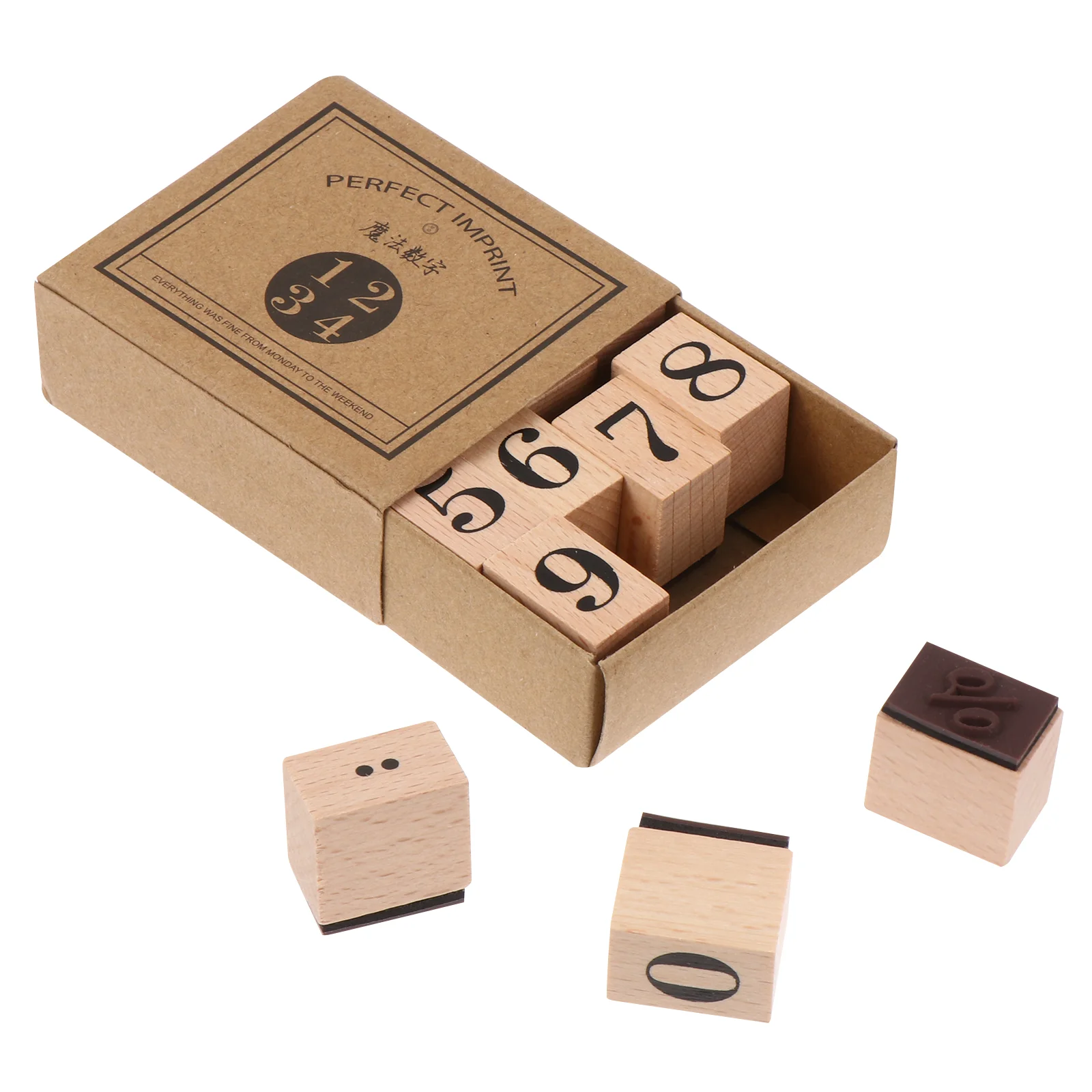 Wooden Stamp Set Scrapbook Stamps Numerals Manual DIY Stamping Kit Seal Numbers Digital Pattern