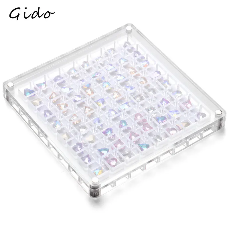 Nail Art Grids Acrylic Drill Box Transparent Ornaments Storage Box Magnet Lid Can Be Stacked Diamond Case