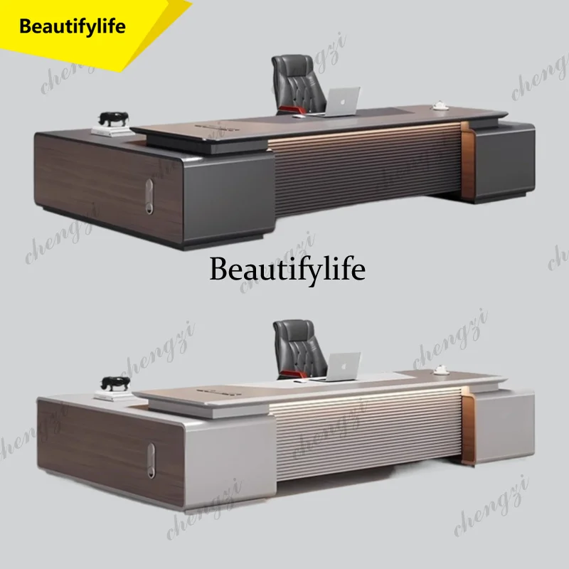 M02 TTT Paint Boss Office Desk Light Luxury High Sense Black President Manager Office Desk Chairperson Combination Escritorio