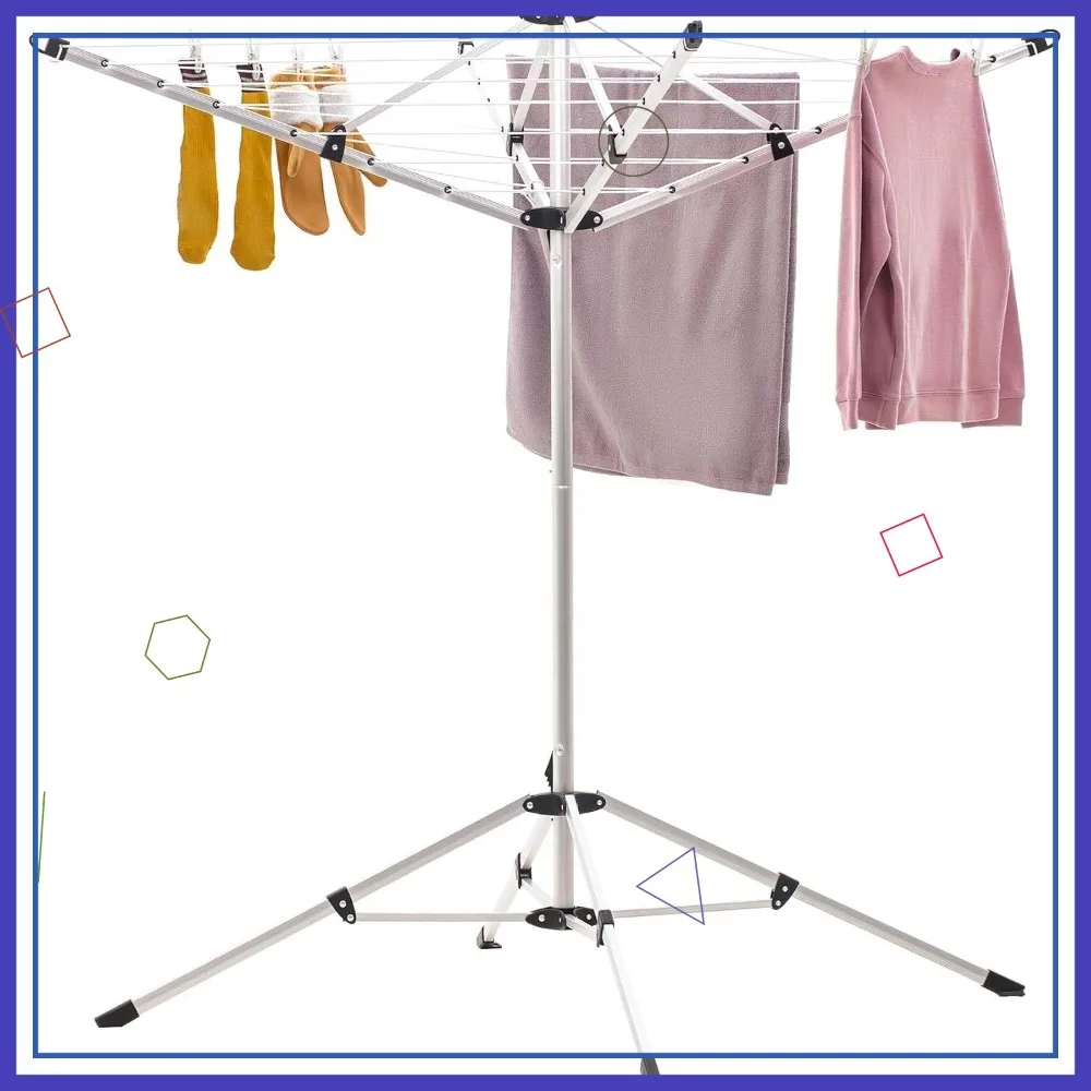 

Портативная сушилка для одежды с 4 рычагами и вращающимися кронштейнами, сушильное место 65 футов, складная для использования в помещении и на открытом воздухе - серебристый