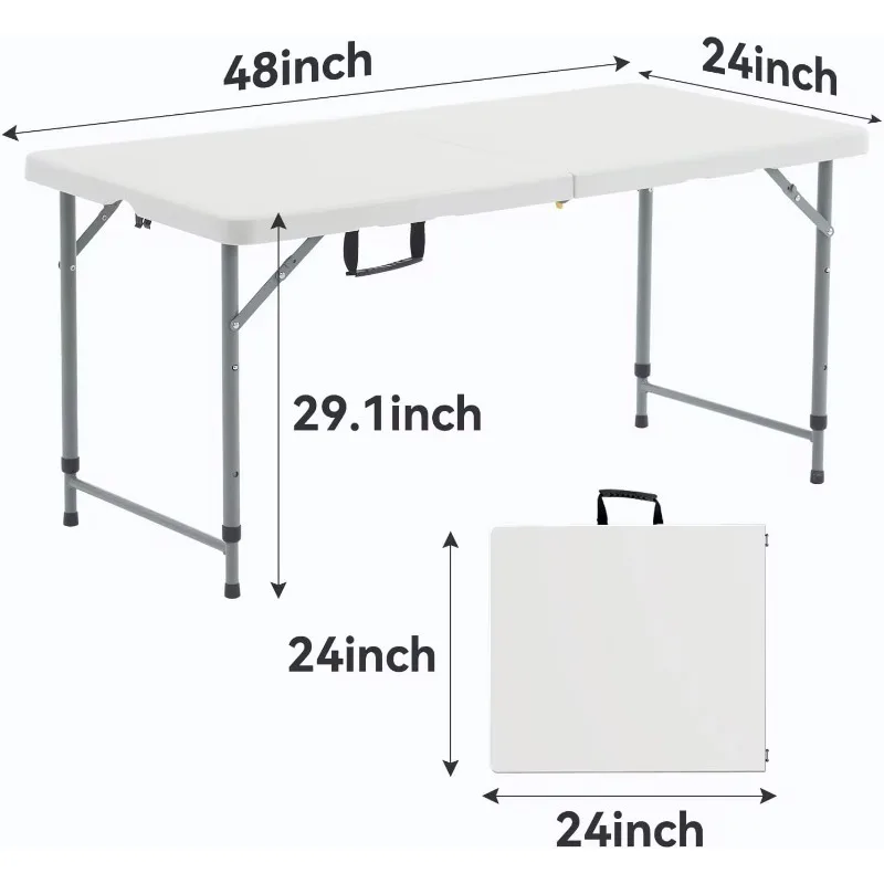 4 Foot Foldable/Folding Table Heavy Duty, Durable and Portable for Dining Picnic and Party (White, 4 Foot Table Cloth Included)