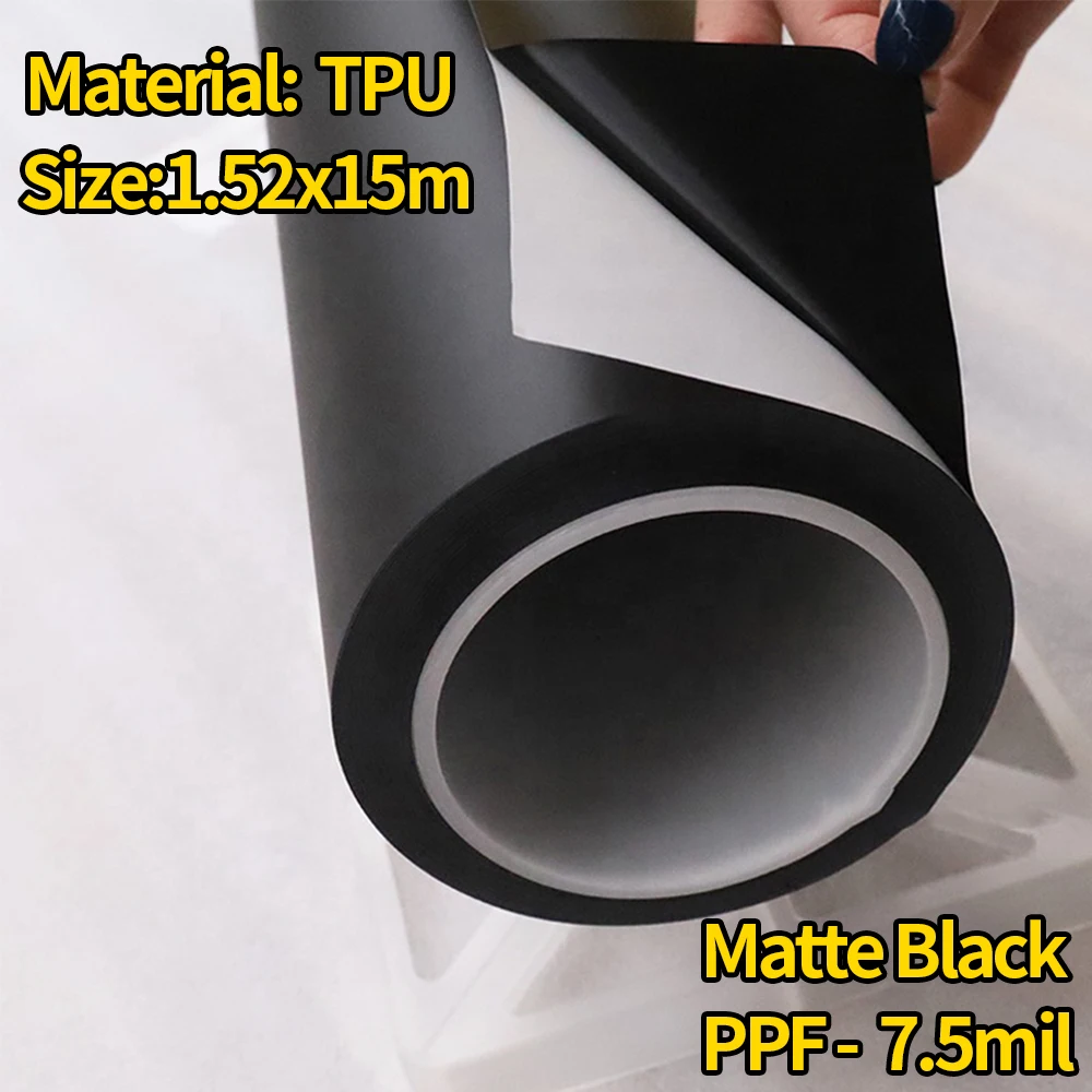 Matte Black Really TPU PPF Film 7.5Mil Self Healing Anti Scratch Car Wrap Decor Body Paint Protection Film 1.52*15m/60