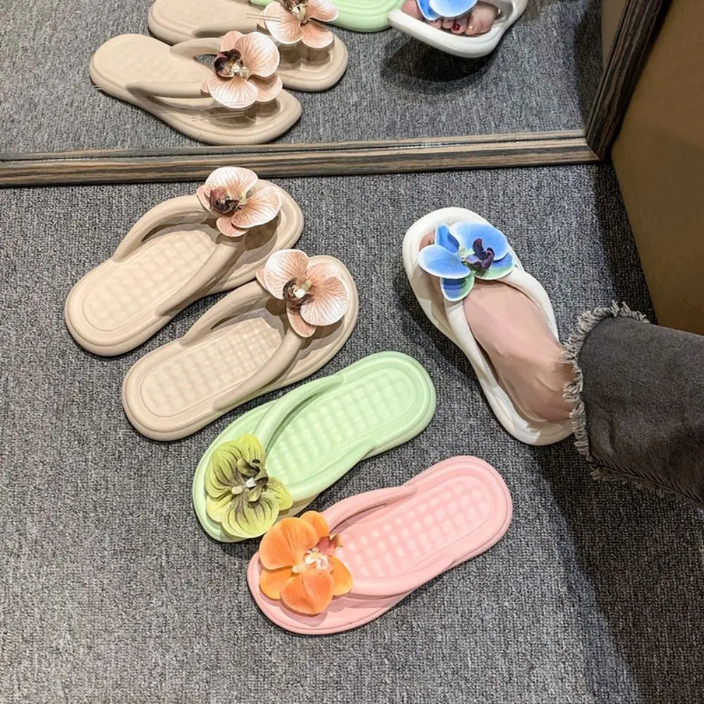 Casual EVA Flower Flip Flops Waterproof Clip Toe Butterfly Orchid Thong Sandals Non-Slip Soft Vacation Beach Slippers Outdoor