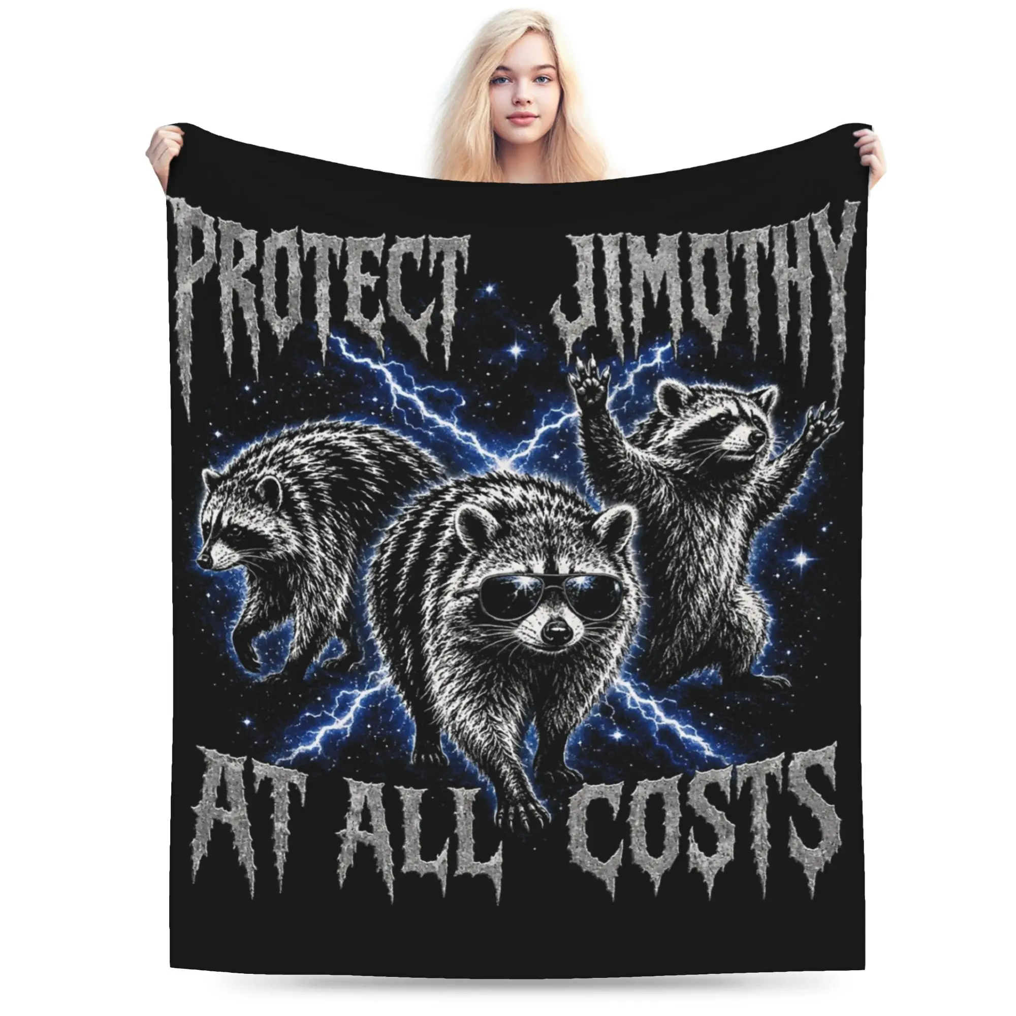 Jimothy Viral Raccoon Bootleg Blankets Fleece Print  Multi-function Super Soft Throw Blankets for Sofa Outdoor Quilt