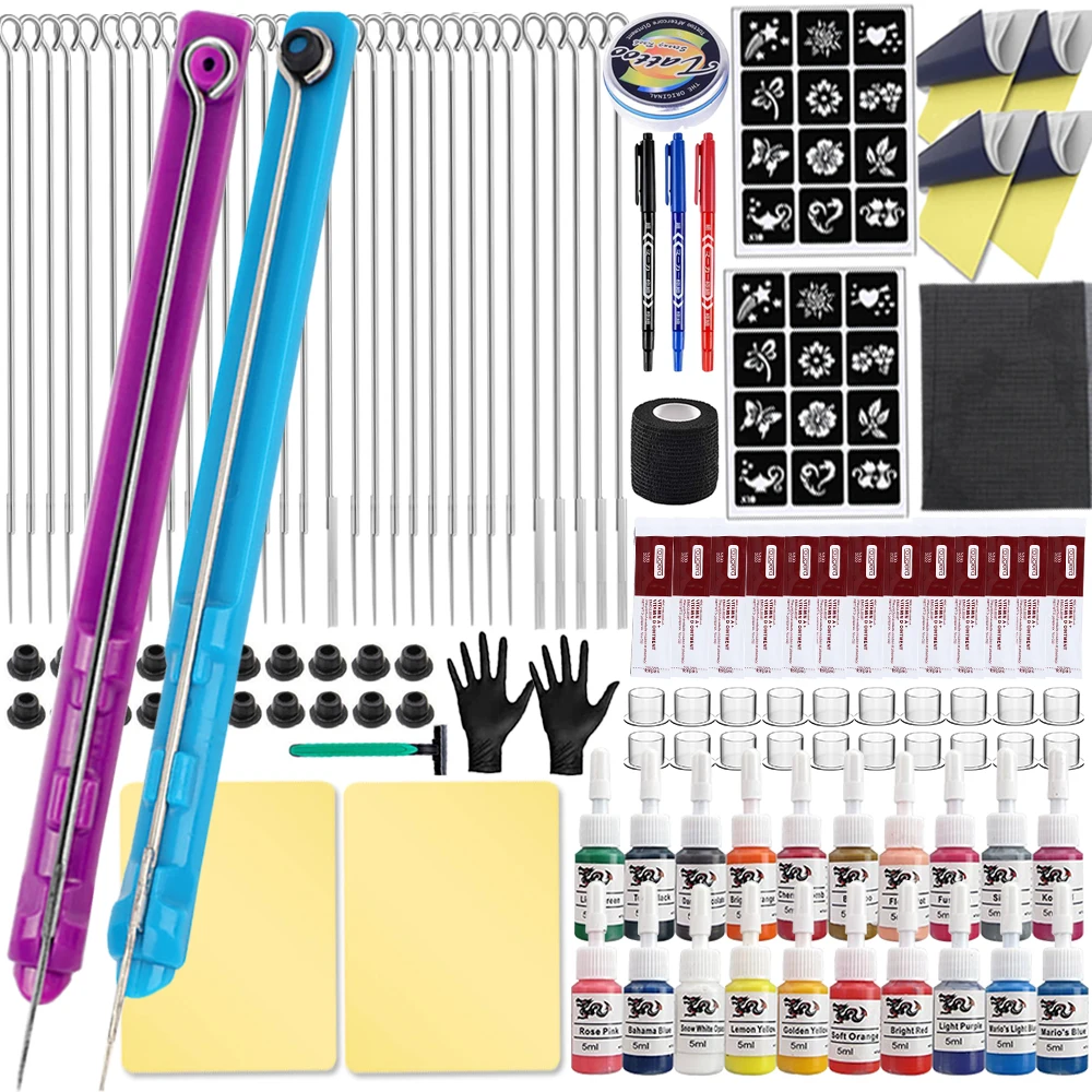 

Hand Poke and Stick Tattoo Kit with Poke Needles Holder Ink Accessories Set for Body Art DIY 3D Hand Poke Stick Tattoo Beginner