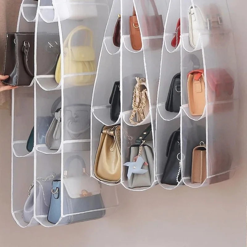 Hanging Handbag Organizer Wardrobe Closet Transparent Storage Bag Door Wall Clear Sundry Shoe Bag Hanger Pouch Accessories Stuff