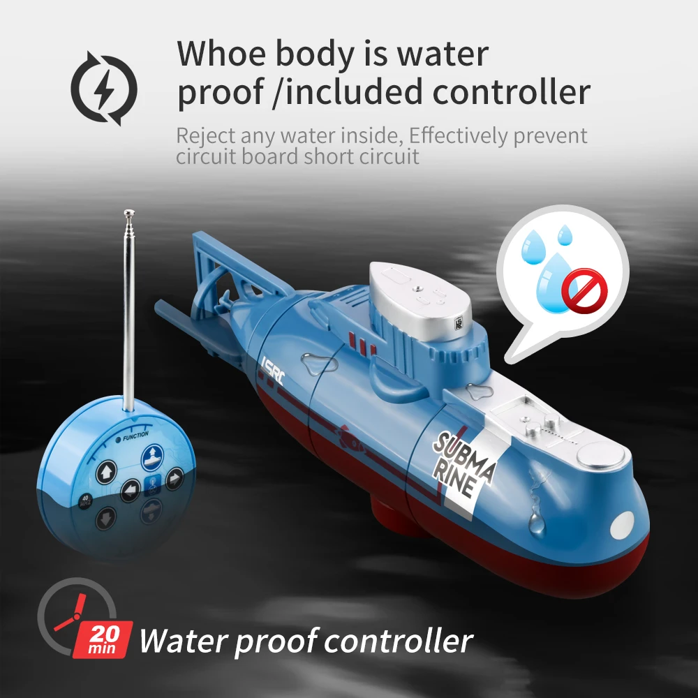 LSRC 6CH Mini RC Submarine With LED Light High Speed Waterproof Simulation Floating Model Electric Water Boat Gift Toys for boys