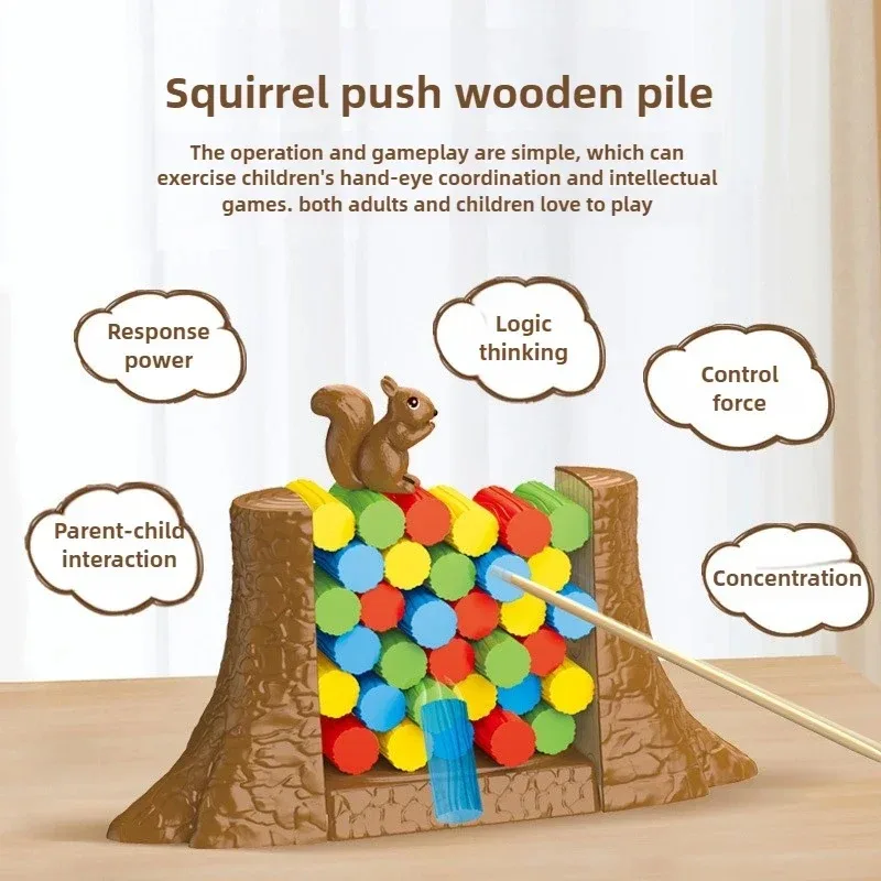 Kids Balance Tower Board Game Stacking Blocks Puzzle Toy Family Games Save The Collapsing Squirrel for Toddlers Christmas Gift
