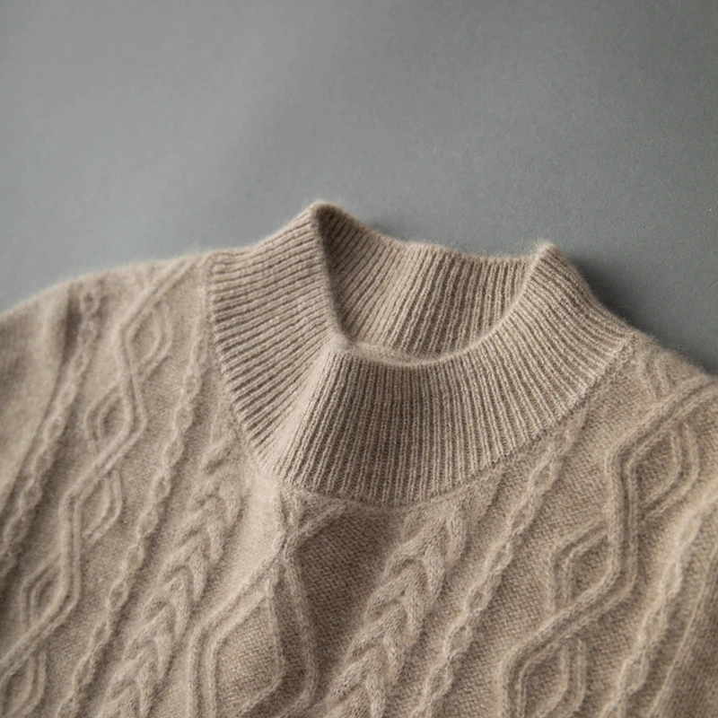 Maglione da uomo 100% cashmere Primavera Autunno Inverno Pullover basic con collo a lupetto Morbido caldo di alta qualità Twist Flover Maglieria Top