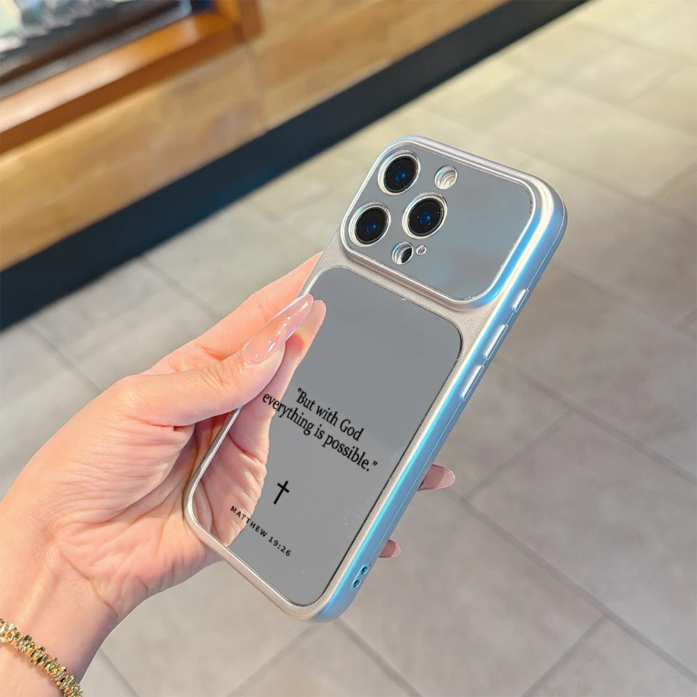 Christian Bible Verse Makeup Mirror Phone Case For iPhone 17 Air 16e 16 15 14 13 12 11 Pro Max X Xs XR Shockproof Cover Fundas - view 2