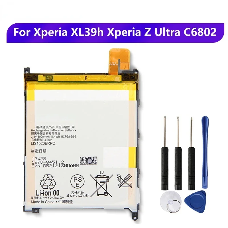 Replacement Battery LIS1520ERPC For Sony Xperia Z Ultra XL39h C6833 C6802 Togari L4 ZU Rechargeable Phone Battery 3000mAh