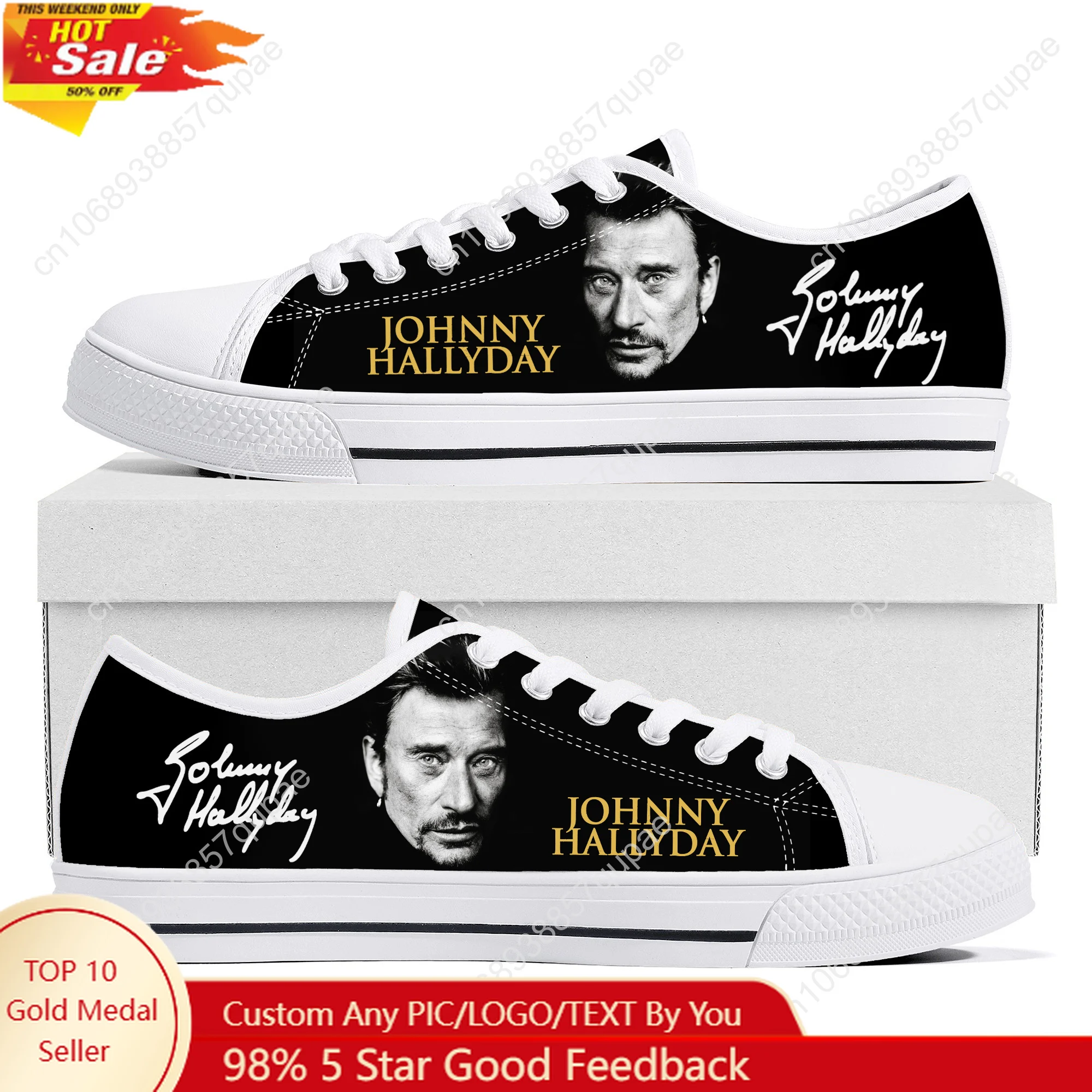 

Johnny Hallyday French Rock Singer Low Top Lightweight Sneakers Mens Womens Teenager High quality Canvas Sneaker Casual Shoes