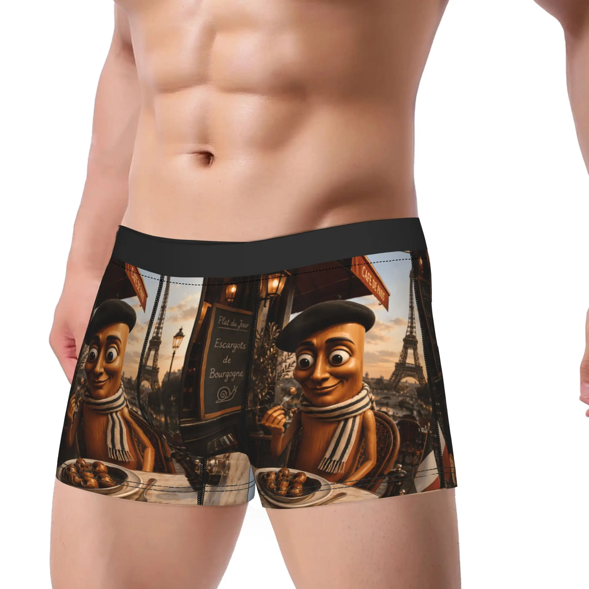 Funny Tourist Savoring French Escargot Tung Sahur Brainrot Underwear Boxer Shorts Trenky Male Panties Breathable Shorts Briefs