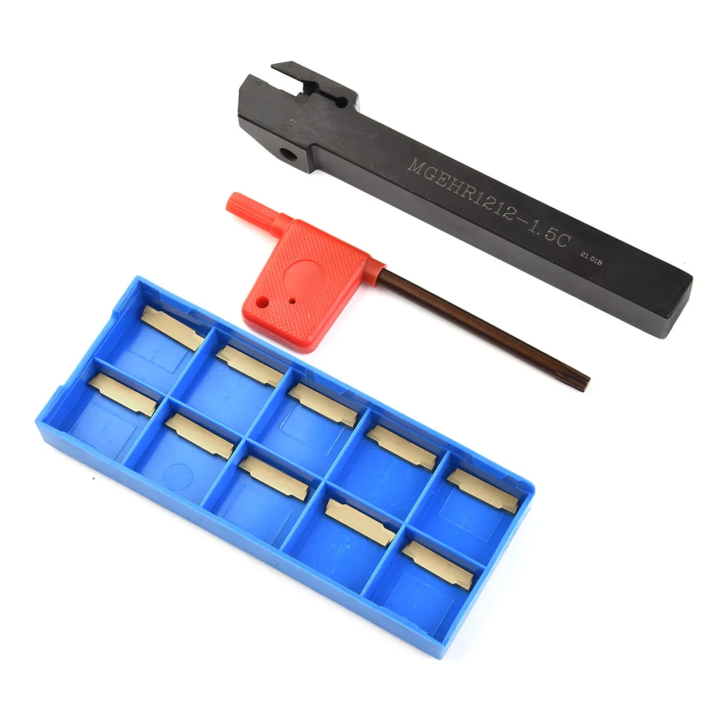 

High performance cutting solution with MGEHR12121 5 Grooving Cutter Holder + 10pcs MGMN150G carbide Grooving Inserts