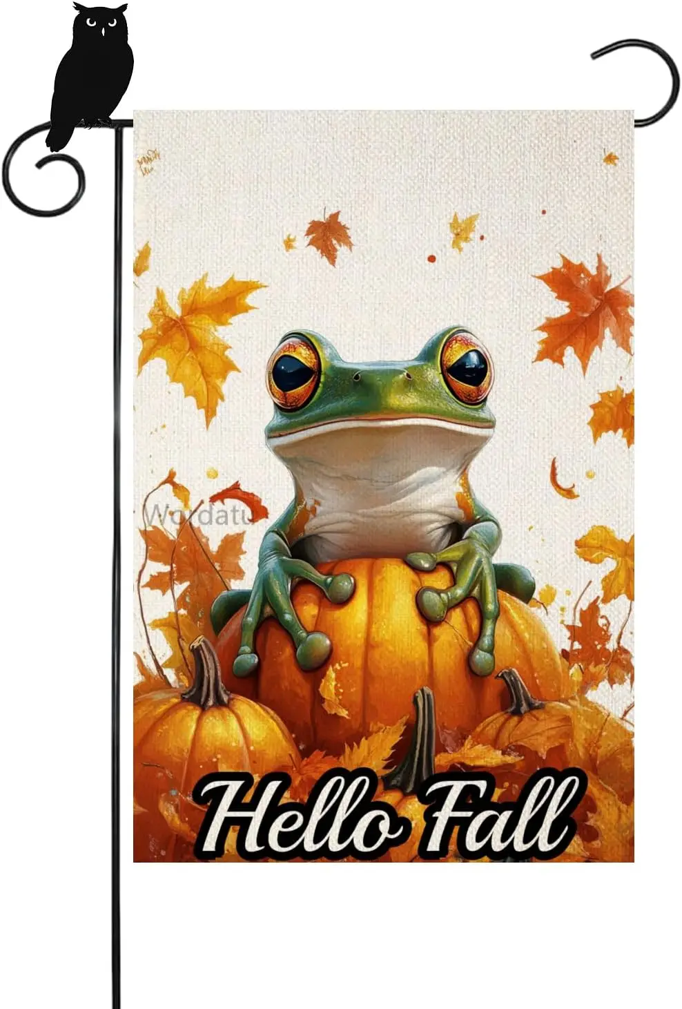 Hello Fall Frog Garden Flag For Outside 12x18 Double Sided Front Yard Small Flag Seasonal Outside Autumn Decorations (6841)  yyi
