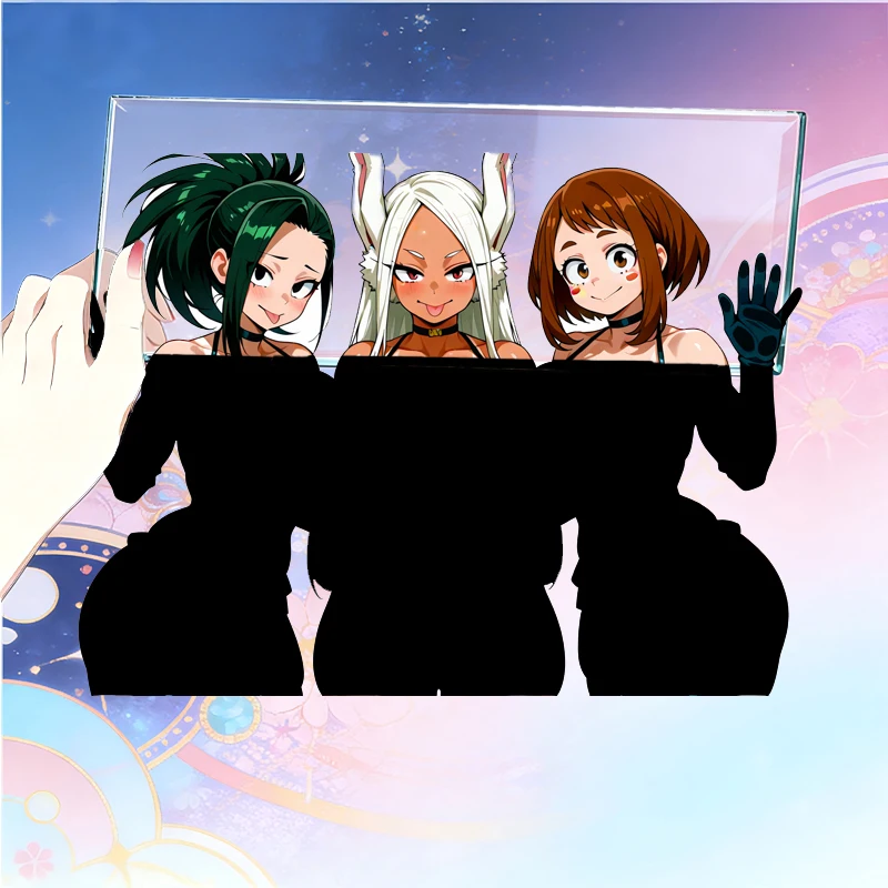 

EARLFAMILY OCHACO URARAKA X Mirko Car Stickers Anime Chest Against Decal Vinyl Car Wrap Camper Accessories Waterproof Sunscreen