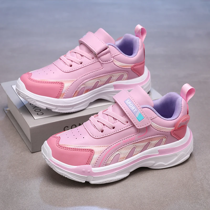 

A pair of girls' four-season leather-surface sports shoes, comfortable and wear-resistant casual shoes, sizes 26-37，BH-2802
