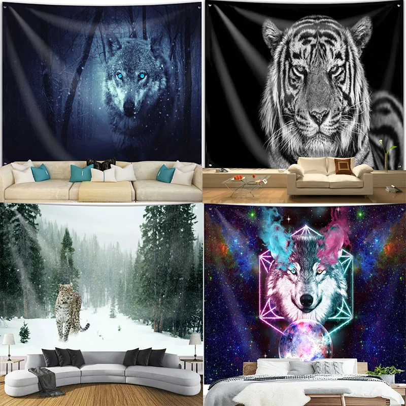 Animal Wolf Decorative Tapestry Home Wall Living Room Office Decorative Tapestry