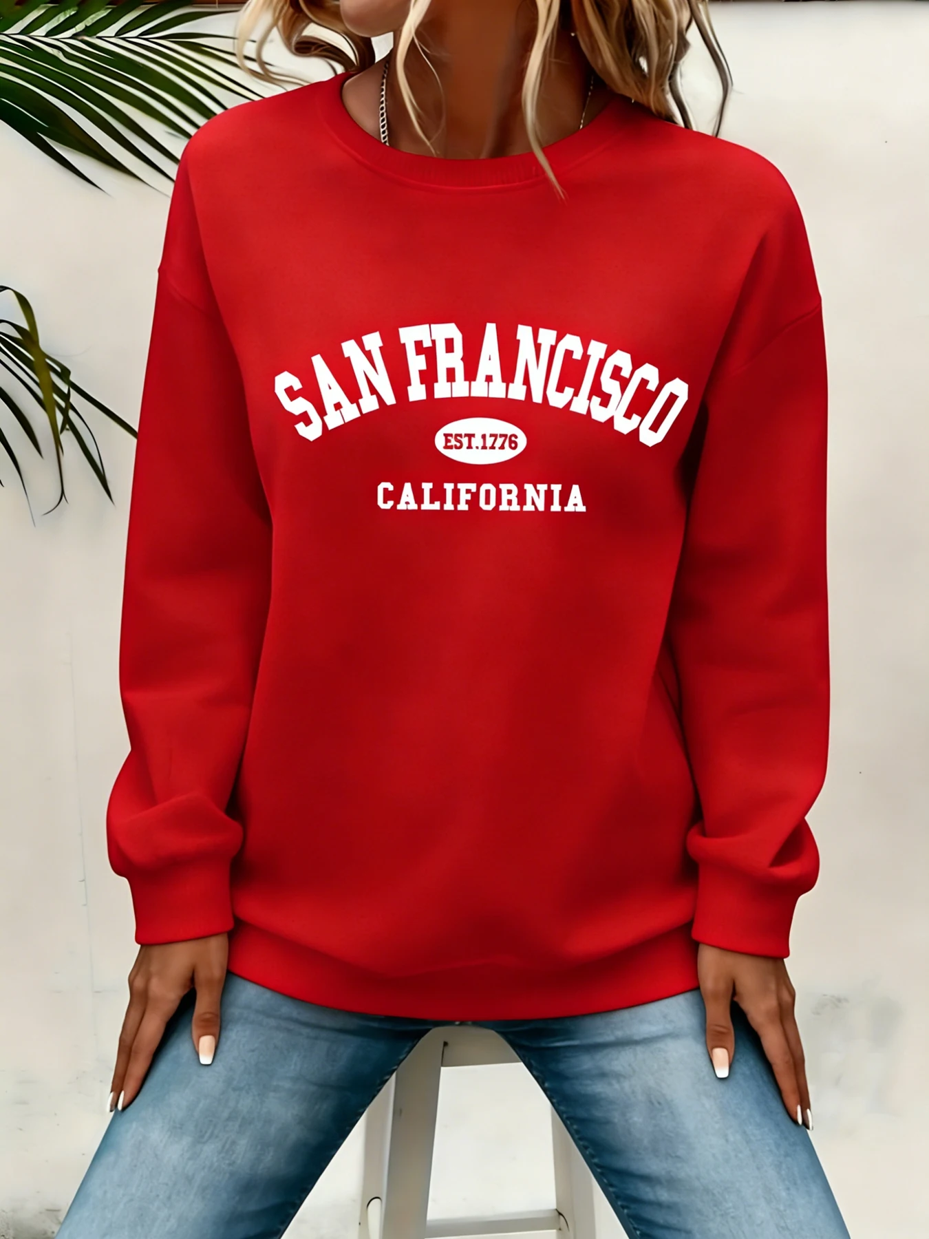 Sweat-shirts pour femmes San Francisco EST.1776 Badge California Text Pullover Retro Cozy Casual Clothing Winter Warm Fleece Hoody