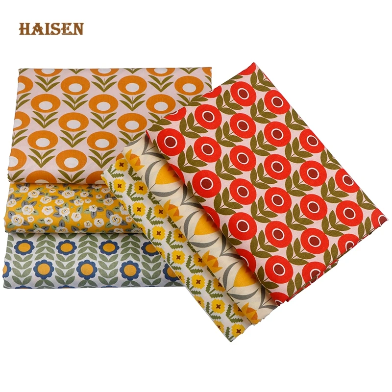 Haisen,Printed Twill Cotton Fabric,Patchwork Cloth,For DIY Quilting Sewing Baby&Child Material,6pcs/Lot,Cartoon Floral Series