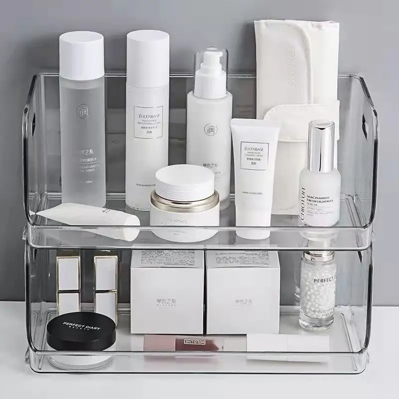 Multifunktion ale Kosmetik box transparent zarte doppelte große Kapazität stapelbare Halter für zu Hause Schlafzimmer Badezimmer Wohnzimmer
