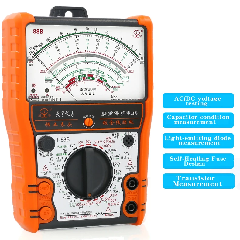 NJTY 88B Analoges Multimeter, mechanisch, hochpräziser Summer, Überlastschutz, universeller Tisch, interner Magnet – Detail 4