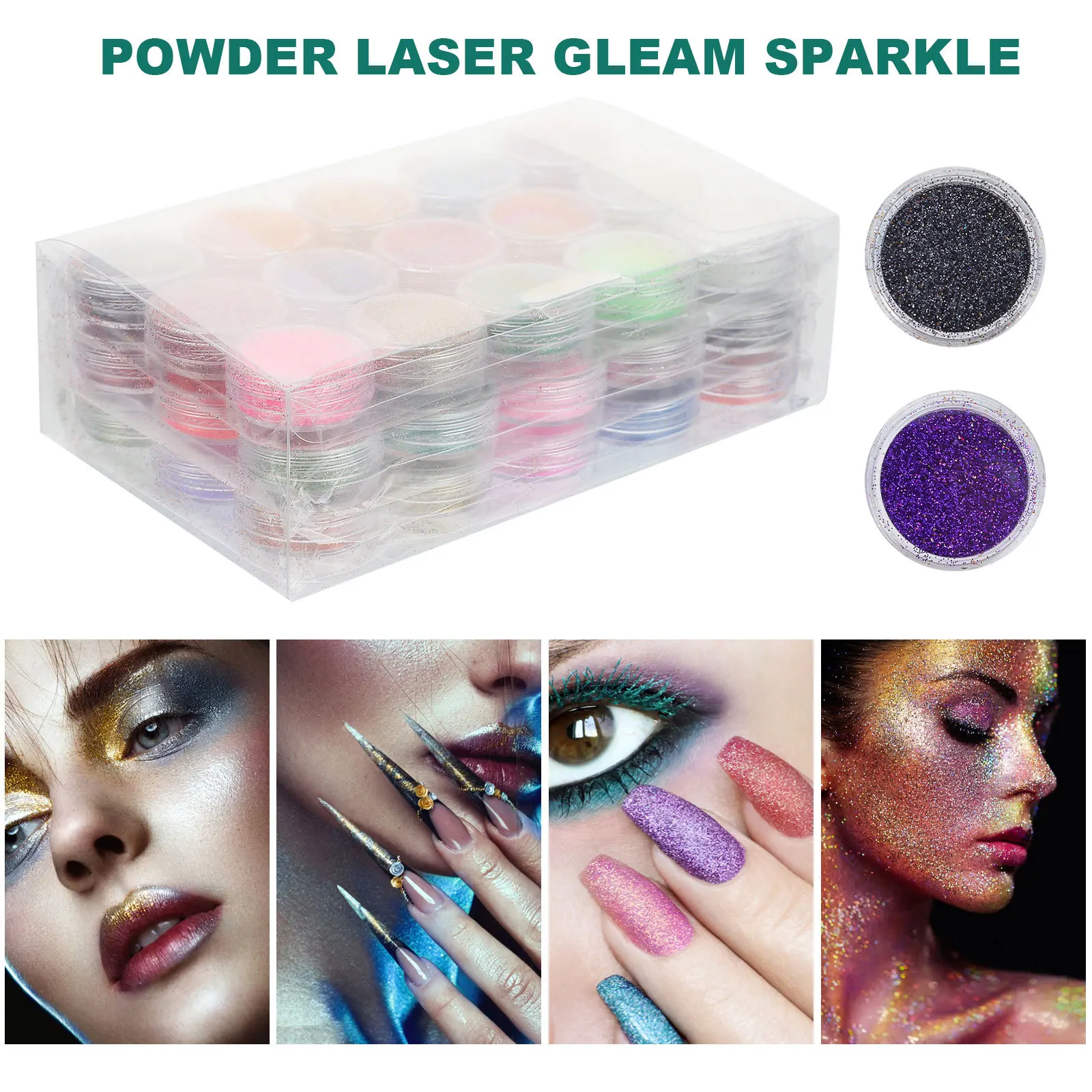 45 scatole di glitter per unghie, polvere colorata lucida per nail art, polvere per manicure fai da te, decorazione per salone, glitter per manicure