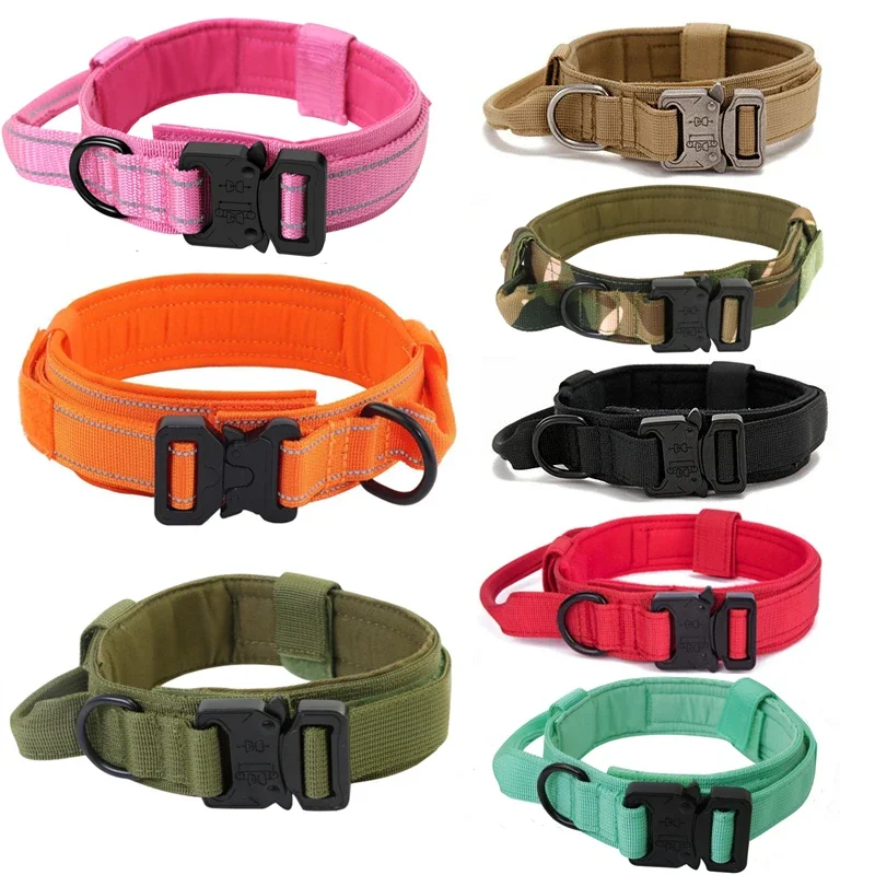 Collare per cani tattico militare durevole guinzaglio elastico Set collare da addestramento per passeggiate in Nylon per cani di taglia media