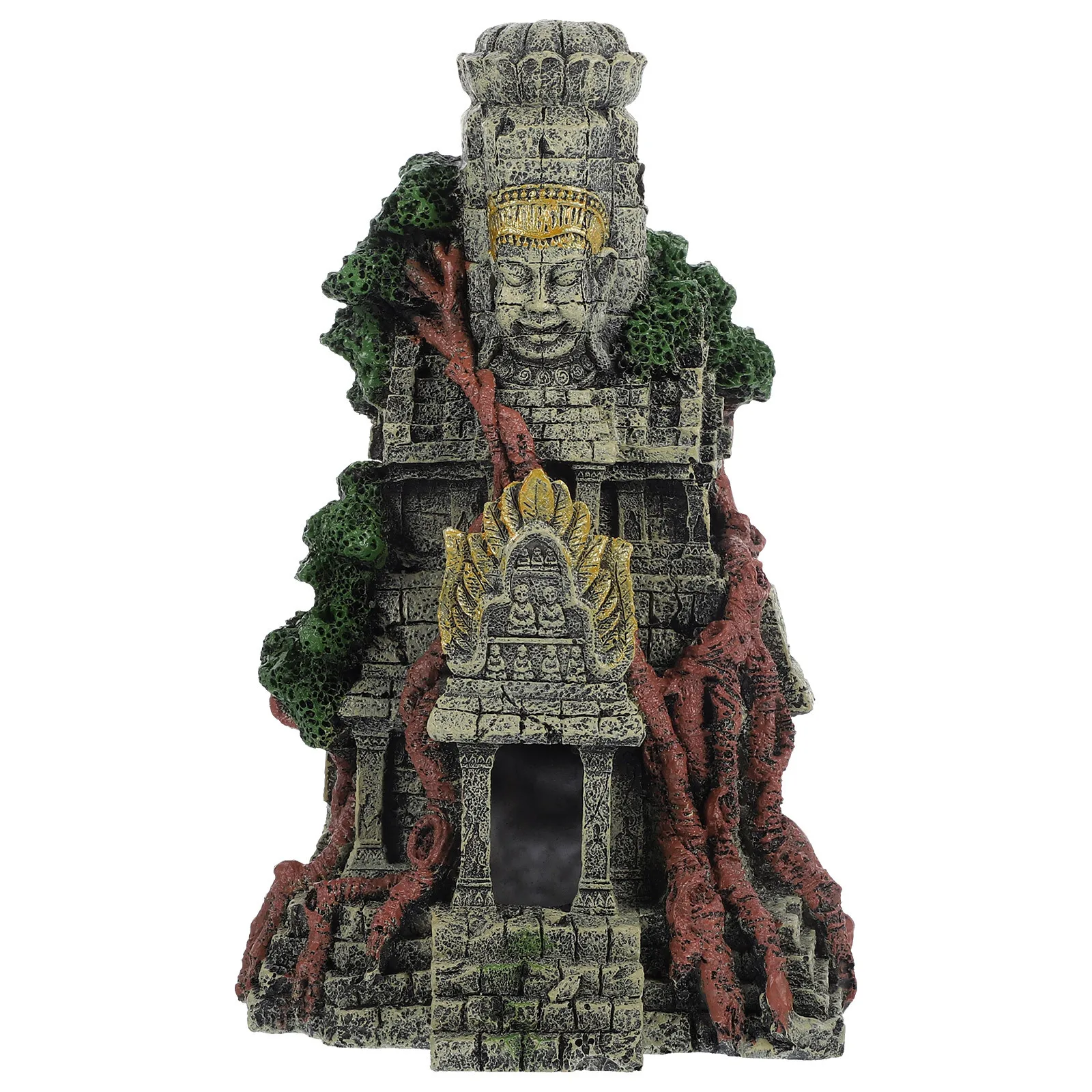 

1Pcs Aquarium Ancient Temple Resin Decor Fish Tank Ornament Hiding Cave for Freshwater Saltwater Fish Tank Landscaping
