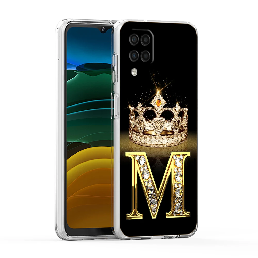 Diamond Crown Letter 26 Phone Case for Samsung A13 A15 A25 A35 A51 A55 A71 A21S A11 A31 A41 A23 A53 A73 A32 5G A03S A05s Cover