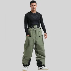 Outdoor Winter Ski Overalls Skiing Strap Pants Thickening Warm New Men Women Loose Snow Waterproof Windproof Snowboard Trousers