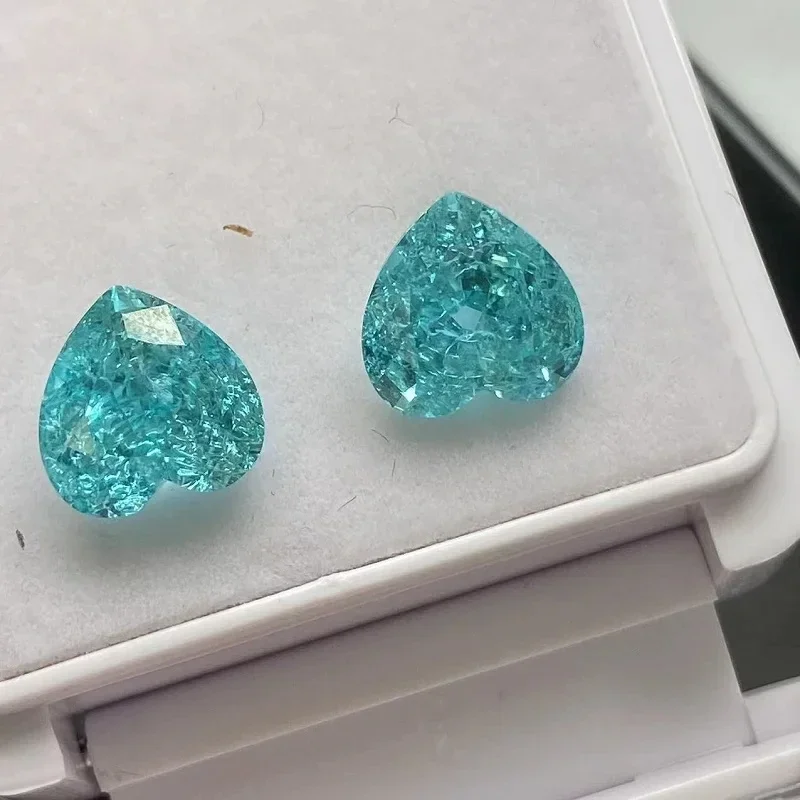 

Ruihe New Crushed Ice Heart Lab Grown Yag Paraiba Color Gemstone for Fine Jewelry Make Customized