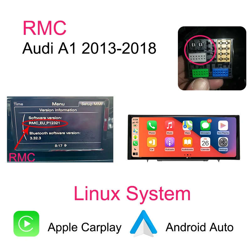 Bonroad 12.3 "1920*720P Draadloze Carplay Android Auto Voor Audi A1 2013-2018 RMC HNR Spiegel Link Airplay Linux Auto Stereo Speler