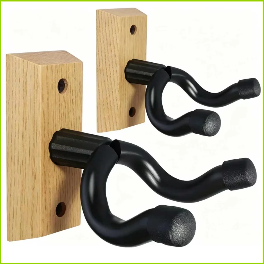 Guitar Wall Mount Hanger, Black Walnut Guitar Hanger Hook Non-slip Holder Stand for Acoustic Guitar Ukulele Violin Bass Guitar