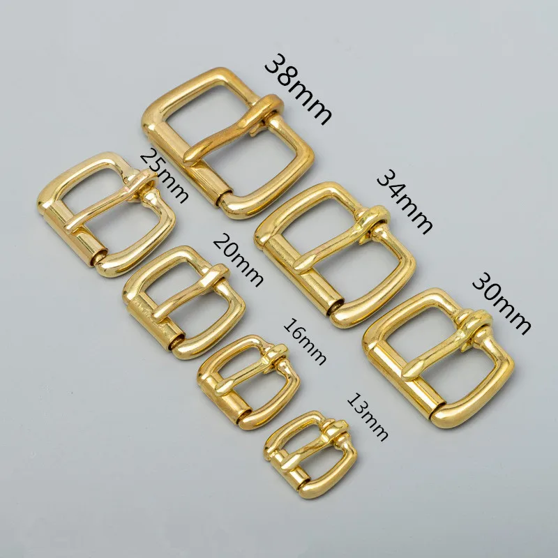 13-38mmSolid Brass Metal Heel Bar Buckle End Bar Roller Buckle Rectangle Single Pin for Leather Craft Bag Belt Strap Webbing