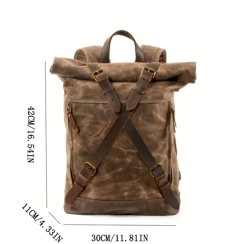 New Luxury Vintage Canvas Backpacks for Men Oil Wax Canvas Leather Travel Backpack Large Waterproof Daypacks Retro Bagpack