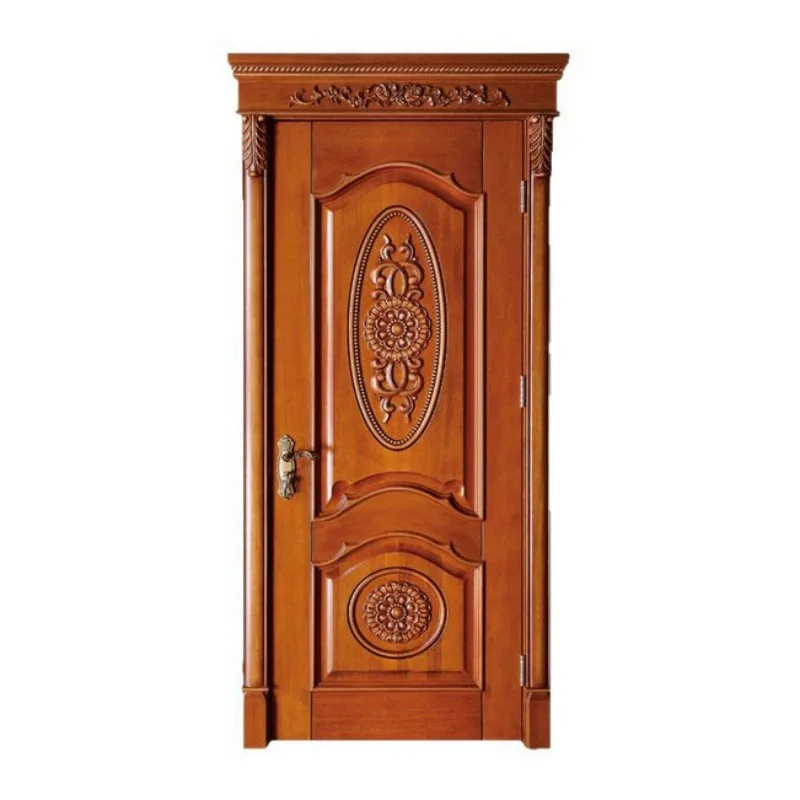 Rural self-built villa door carved door double open single open solid wood door