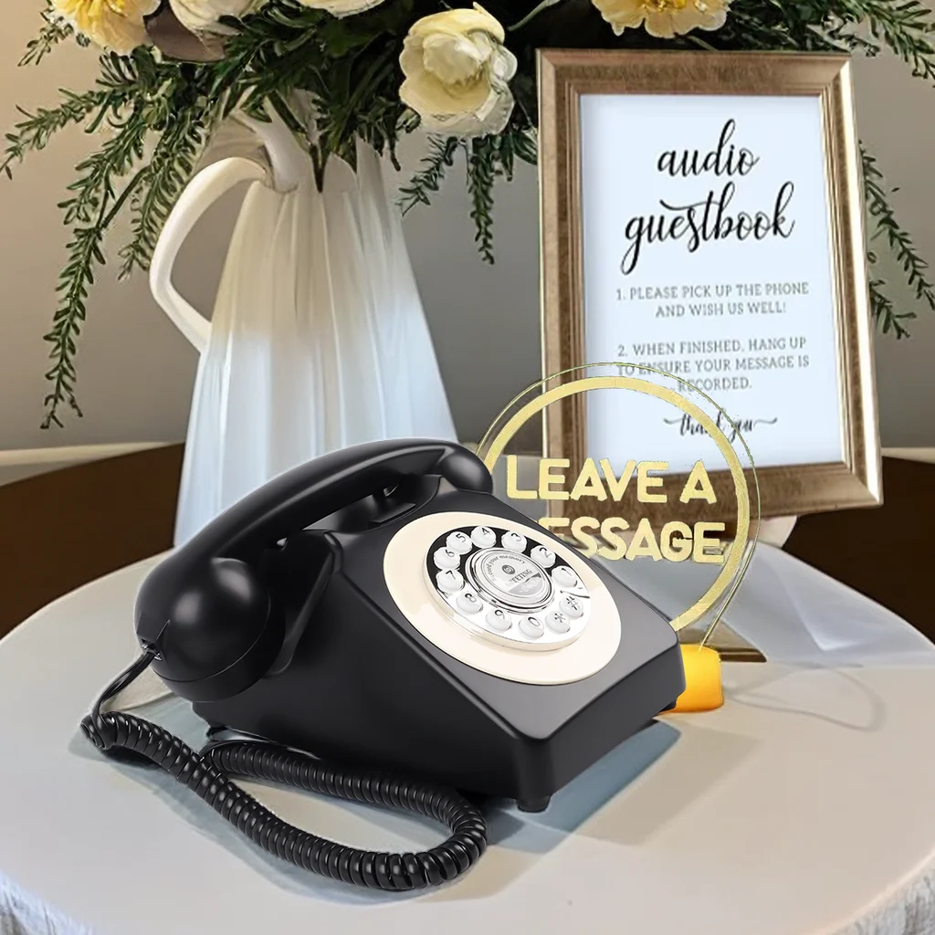 Imagem -02 - Antique Wedding Telefone Record Audio Guestbook Mensagem Telefone Voz Vintage Gift Sign Light