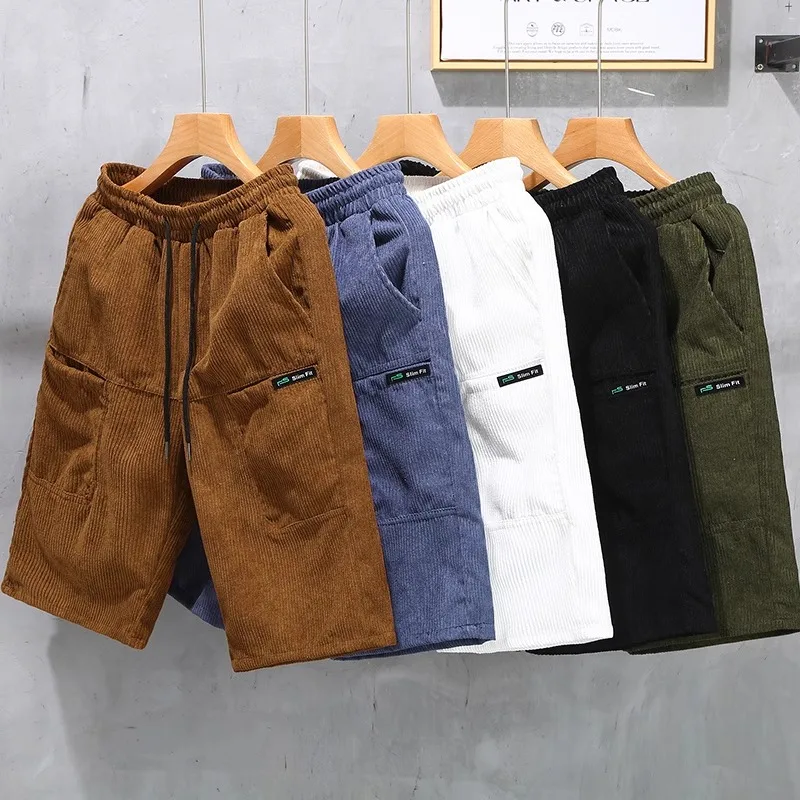 

Corduroy Workwear orts Men's Summer Beach Casual Sports Five-Quarter Pants Qui Dry Loose Fit Low Waist ket Design