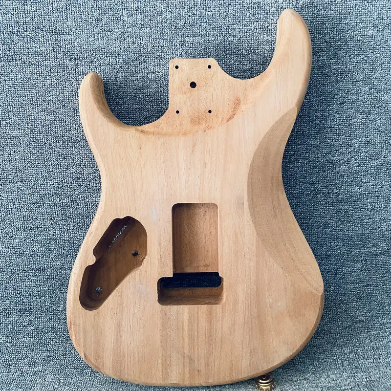 FB264   Electric Guitar Body Replace SSH Pickups With Two Points Fixed Tremolo  Bridge DIY Parts Solid Redwood Nature Color