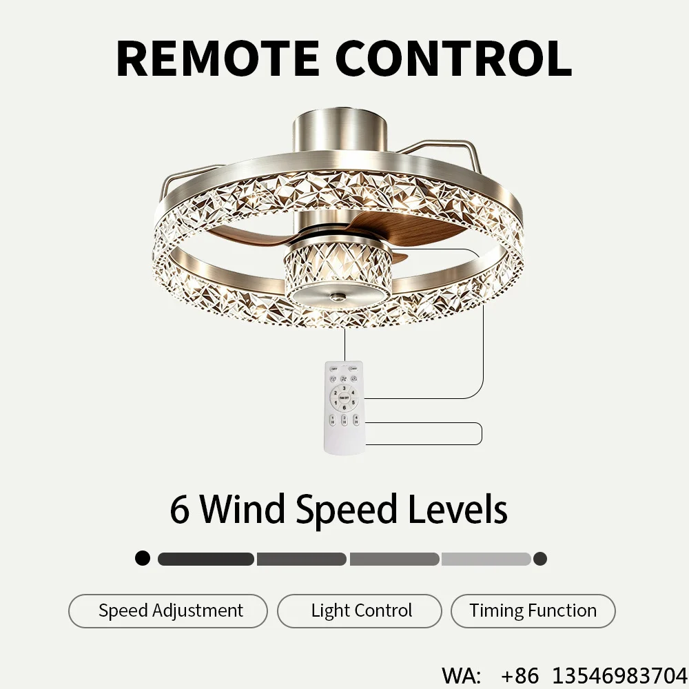 Ceiling Fan With Light 20 Inch Satin Nickel, Crystal Ring 3CCT Dimmable DC Motor Fan Lamp Flush or Downrod Mount for Bedroom