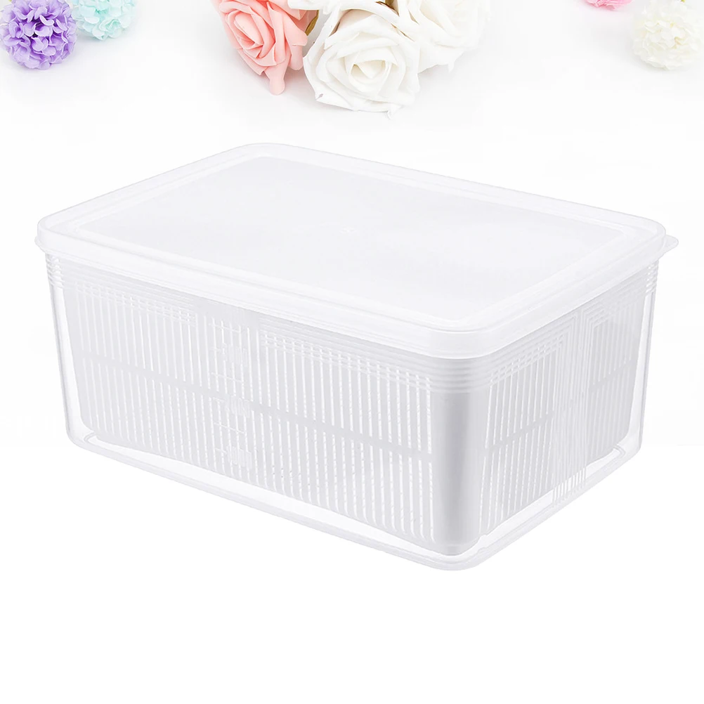 

Household Kitchen Refrigerator Food Fruit Preservation Box Crisper Sealed Storage Box Rectangular Drain Transparent Storage Cont