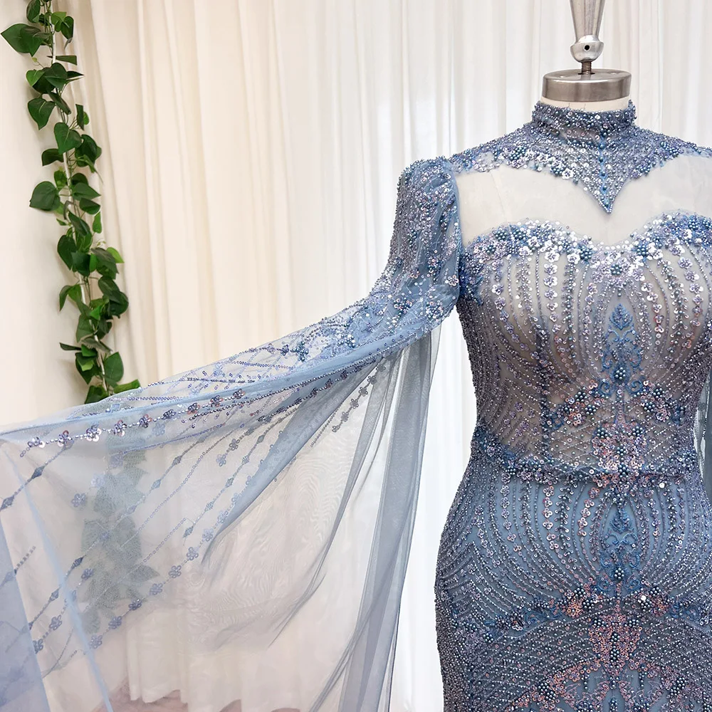 Alinovia Elegant Dubai Mermaid for Women 2025 High Neck Crystal Formal Prom Wedding Pary Gowns Evening Dress Customized