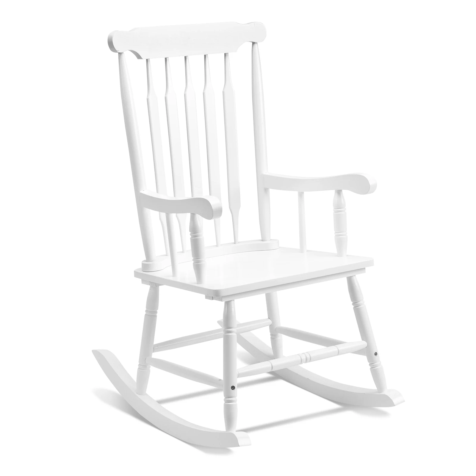 Patio Rocking Chair Solid Wood, Outdoor Porch Rocker Chair with Wooden Frame, Indoor Wooden Rocking Chair