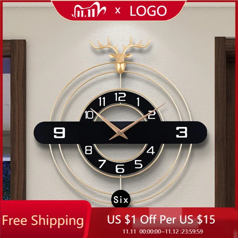 

Creative Digital Wall Watch Living Room Luxury Restaurant Silent Nordic Mechanism Clock Wall Big Size Reloj Pared Home Design